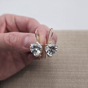Sterling Silver Large Heart Cubic Zirconia Earrings A2028
